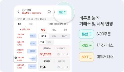 New MTS 거래소별 주문 안내 화면